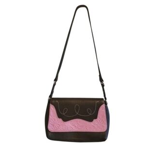 American West - Tooled Pink & Brown Handbag‎